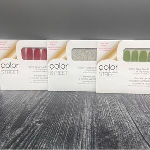 Color Street Nail Strips Red Green Silver Holiday Christmas Colors Lot of 3